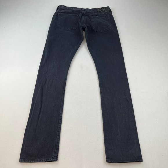 Vintage Ralph Lauren RRL Slim Black Denim Jeans Mens 29x34 Button Fly Made USA - Picture 1 of 10